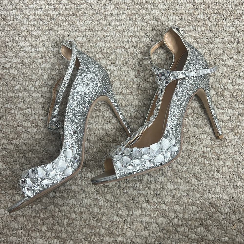 Jewel Badgley Mischka Conroy Metallic Glitter Rhinestone Evening